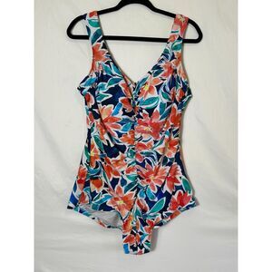 Maxine Of Hollywood One Piece Swimsuit Size 22W Floral Slimming Panel